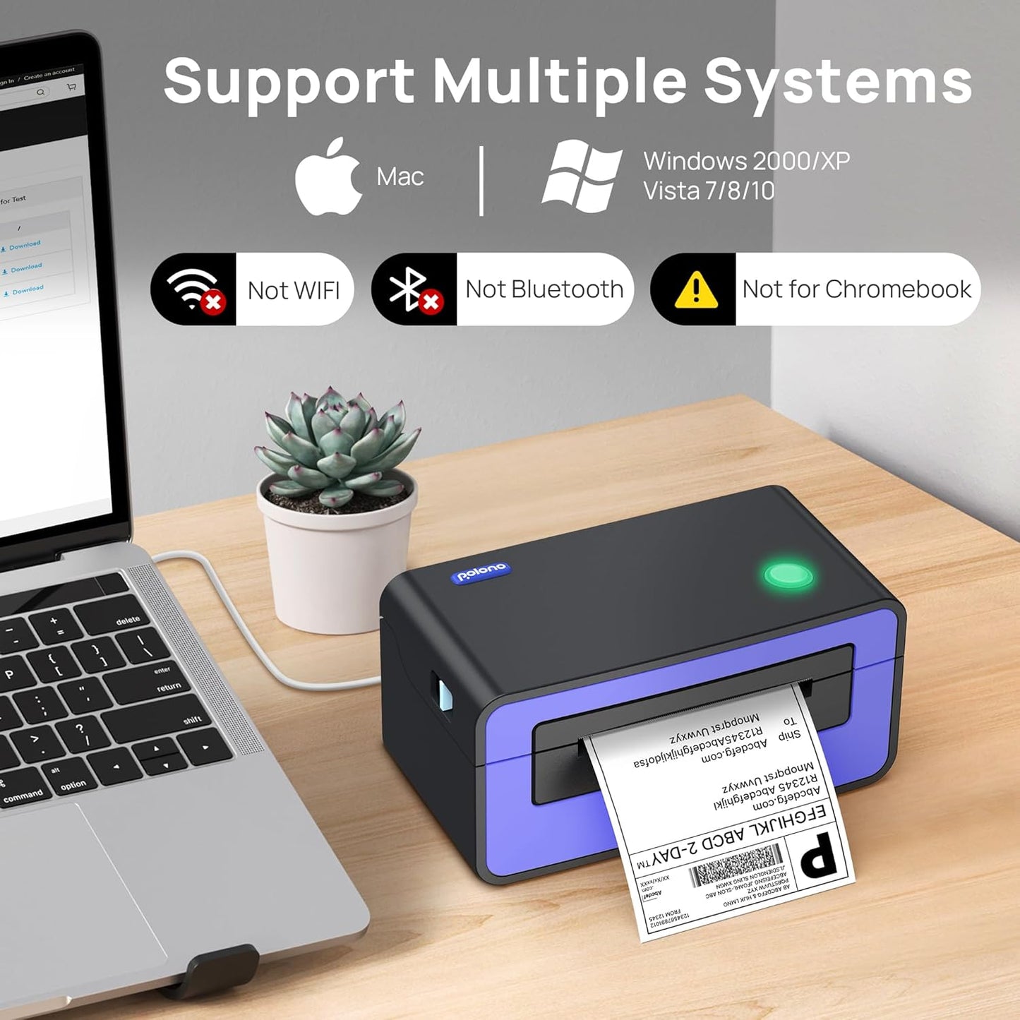 Thermal Label Printer, 4X6 Shippping Label Printer for Shipping Package, Commercial Thermal Label Maker, Compatible with Amazon, Ebay, Etsy, Shopify, Etc, Support Windows and Mac, Purple