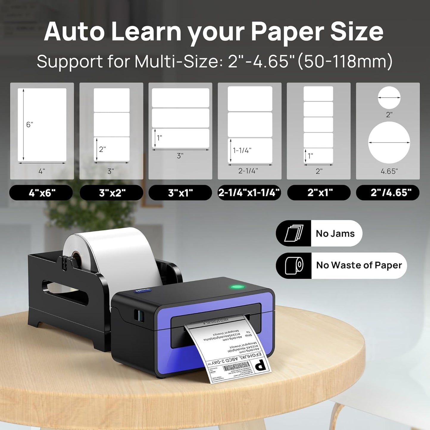 Thermal Label Printer, 4X6 Shippping Label Printer for Shipping Package, Commercial Thermal Label Maker, Compatible with Amazon, Ebay, Etsy, Shopify, Etc, Support Windows and Mac, Purple